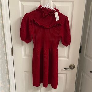Janie & Jack Charming Red Ruffled Kids Dress NWT
